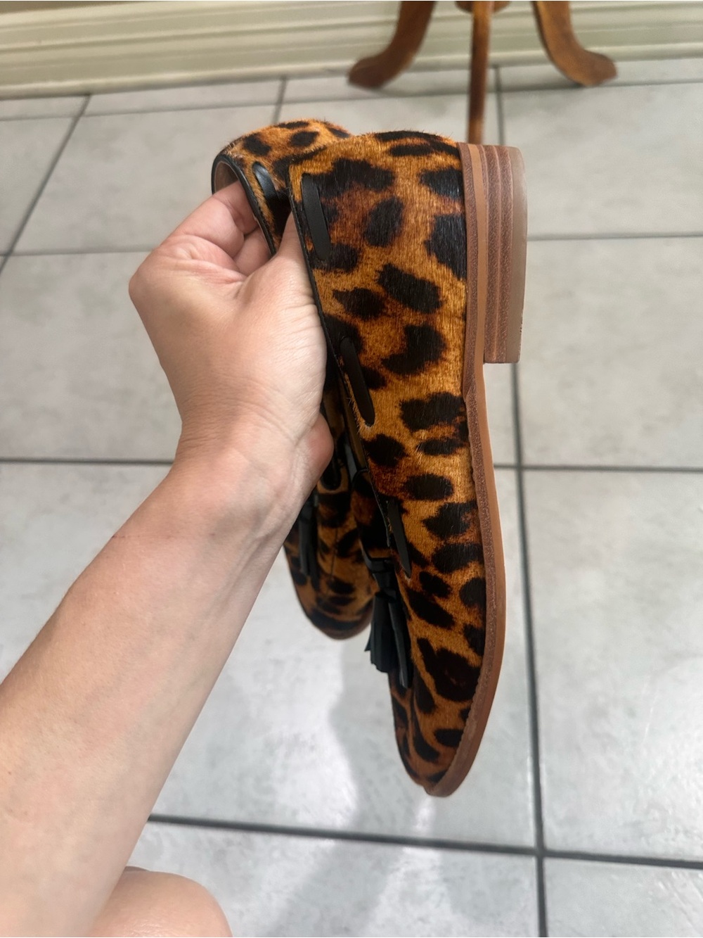 Talbots Leighton Tassel Loafers in Leopard Calf Hair Leather 8.5 - Picture 13 of 13